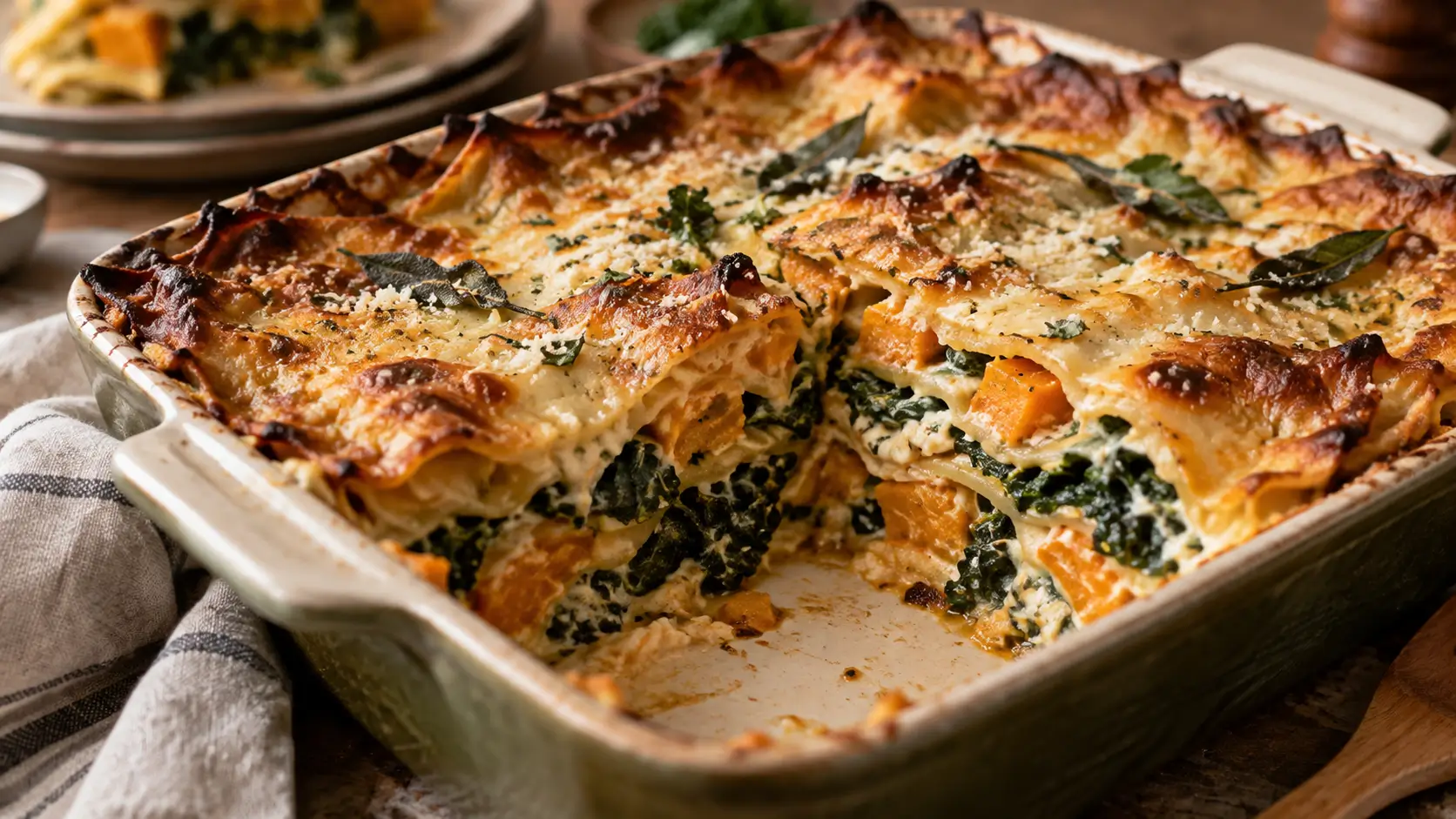 Butternut Squash and Kale Lasagna