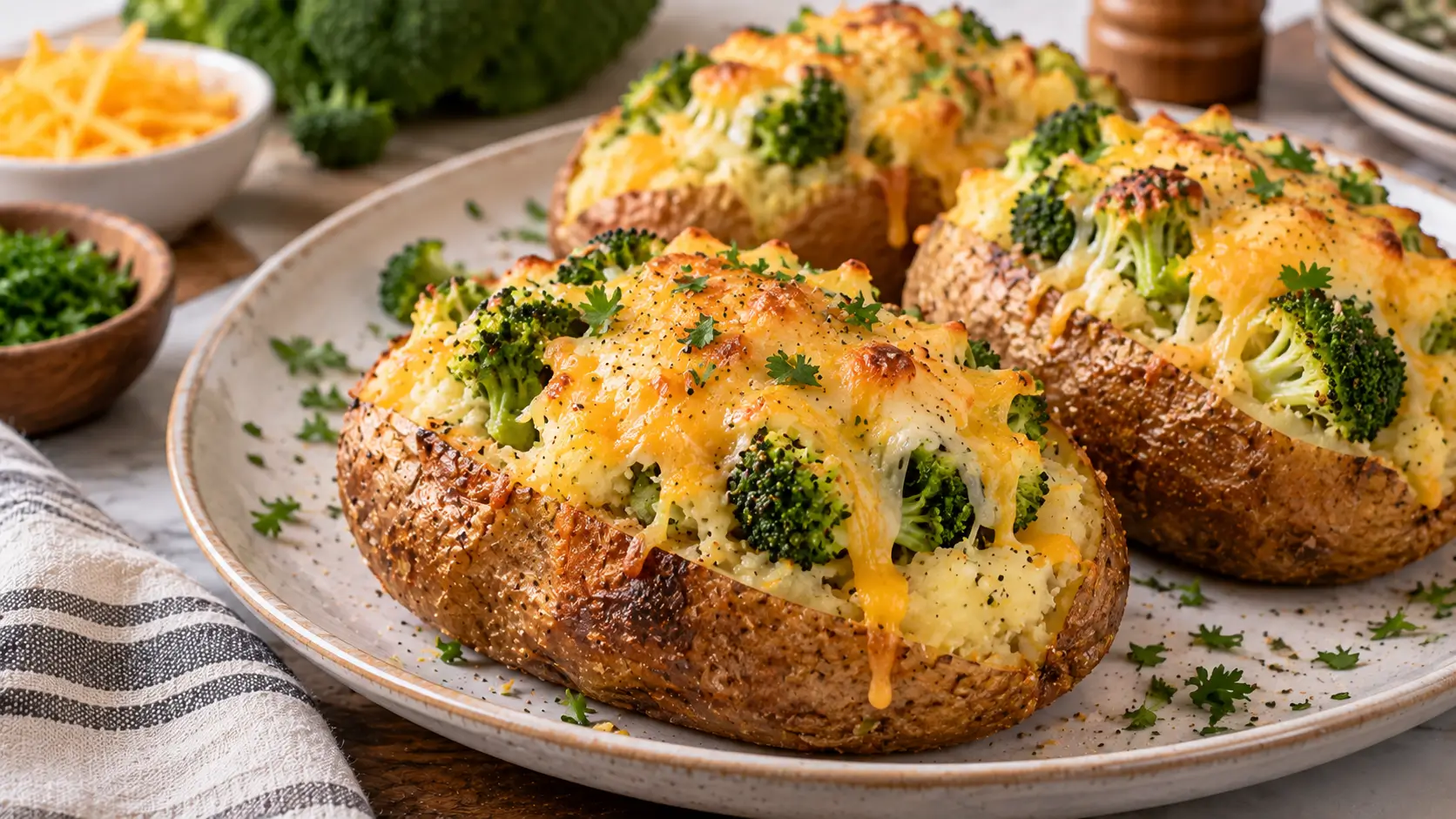 Cheesy Broccoli Baked Potatoes