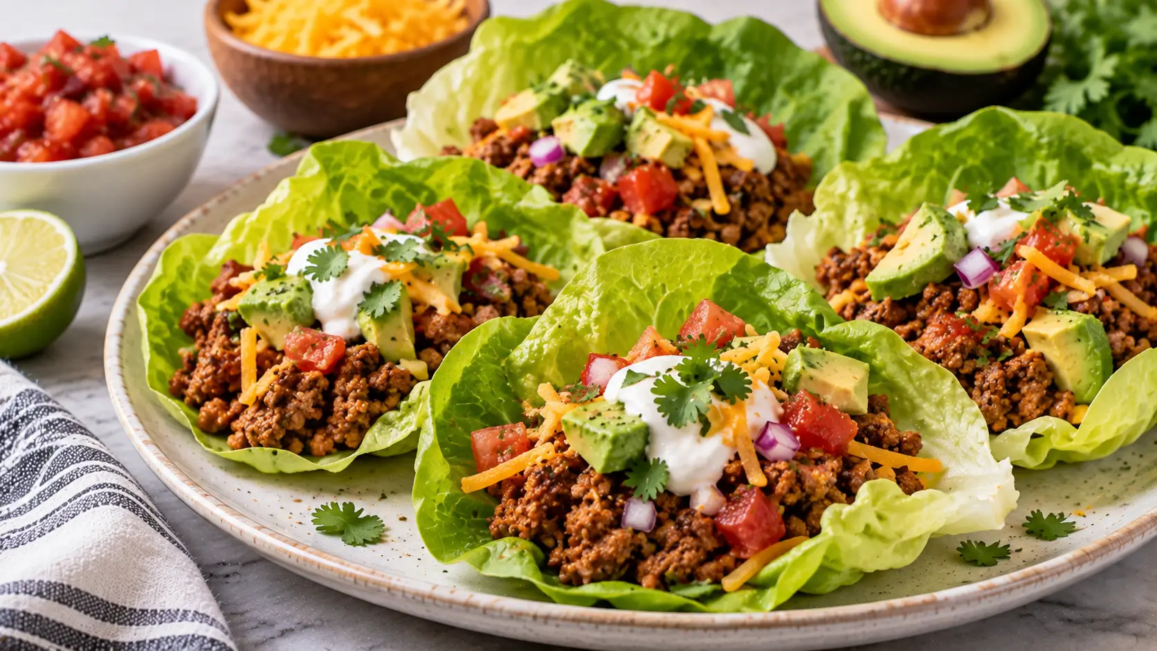Mexican Ground Beef Lettuce Wraps