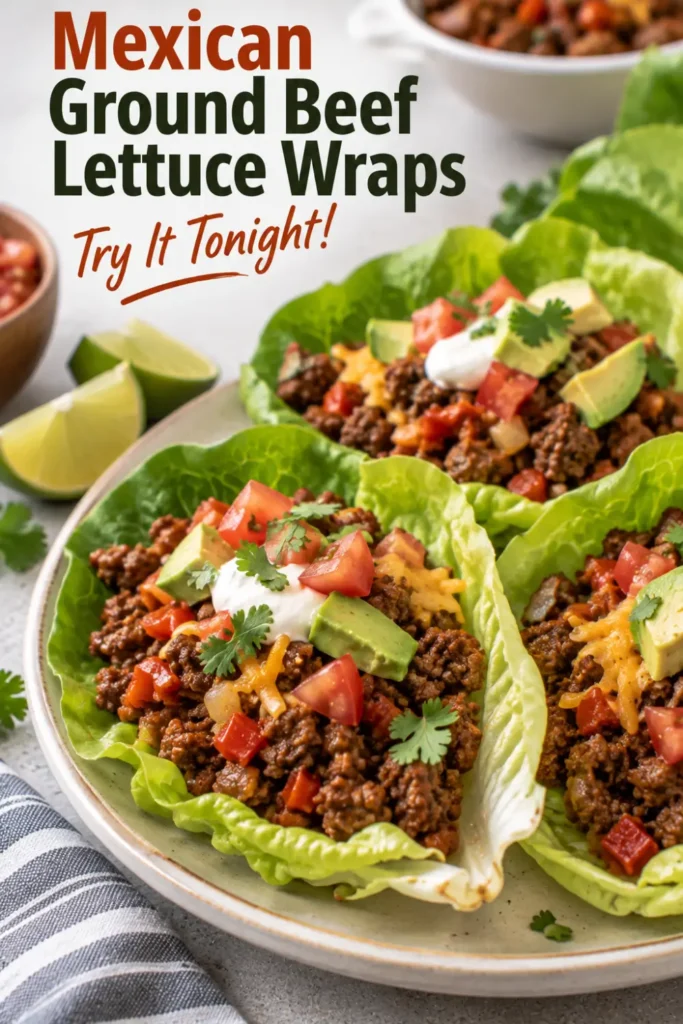 Mexican Ground Beef Lettuce Wraps